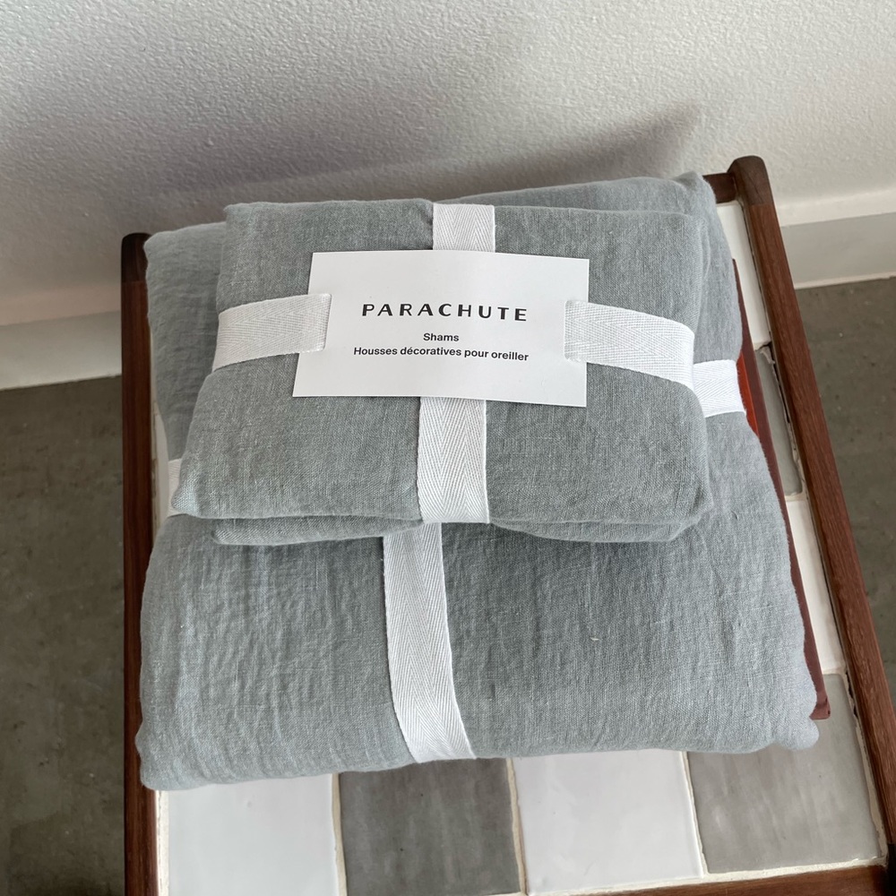 Parachute Home Linen Slate Blue Queen Duvet Cover and Standard Shams